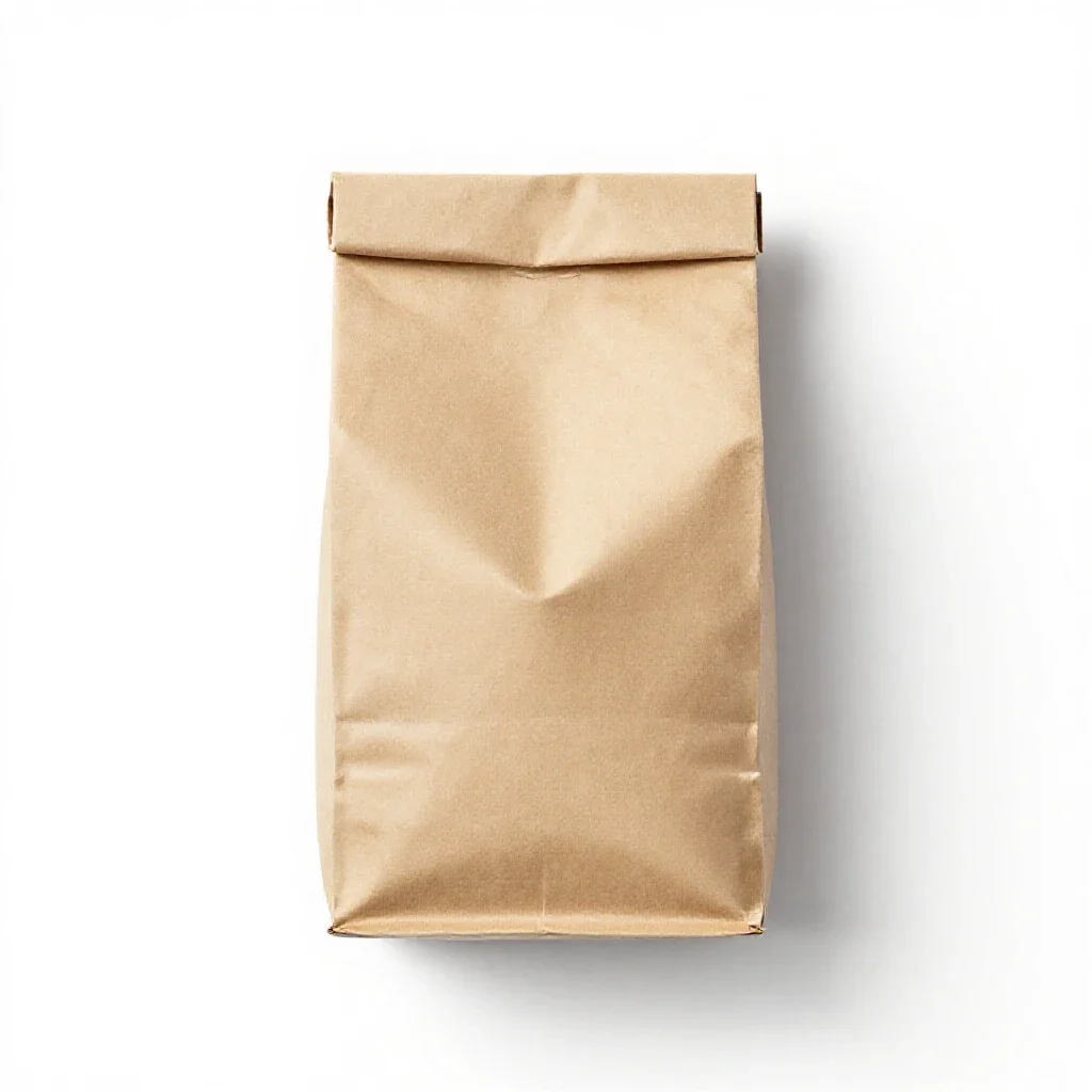 Kraft paper coffee bag with a valve isolated on a white background
