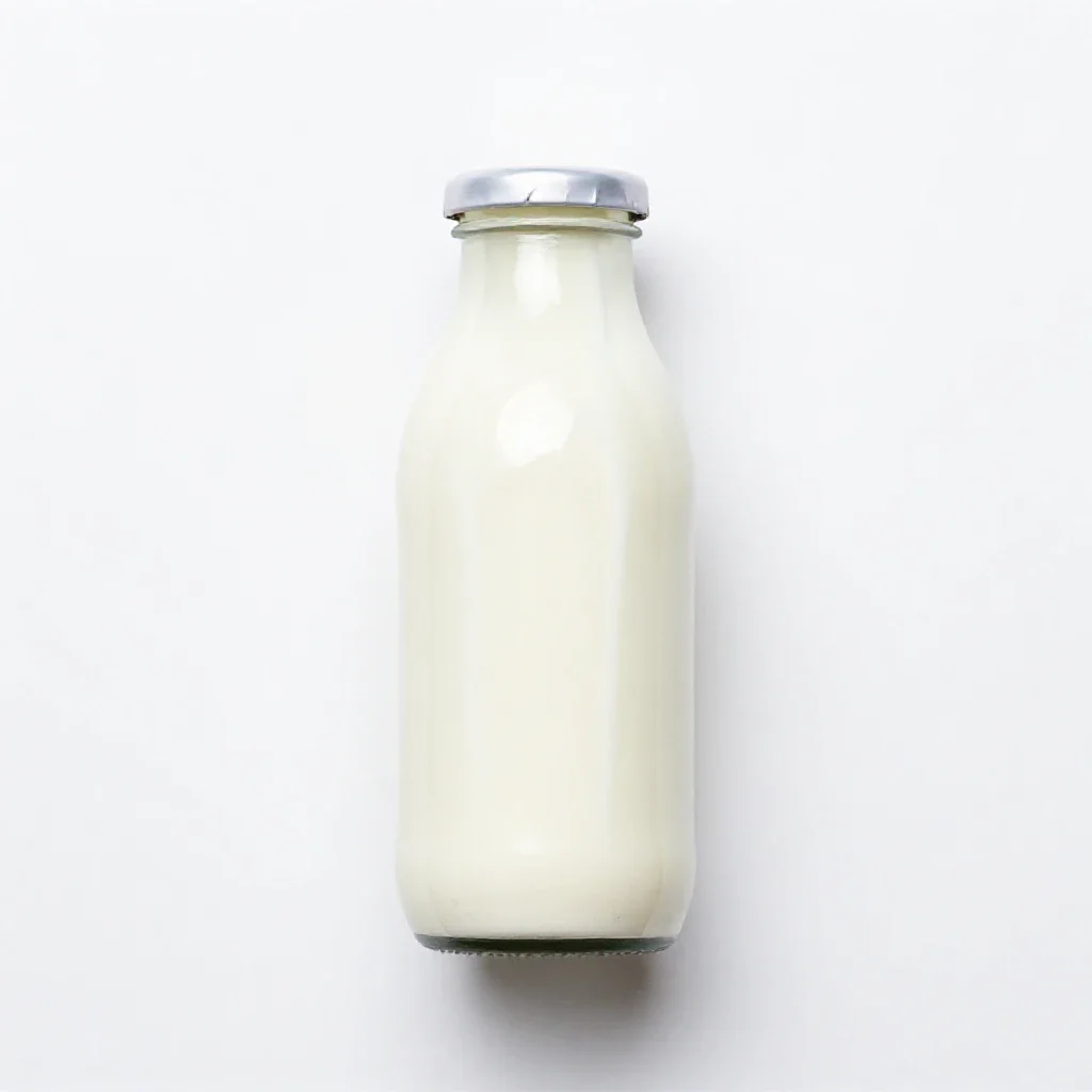 Milk bottle with a foil cap isolated on a white background