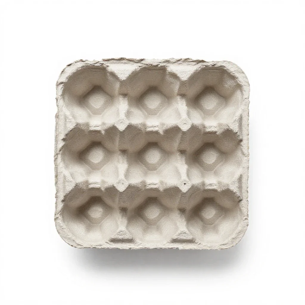 Moulded pulp egg carton isolated on a white background