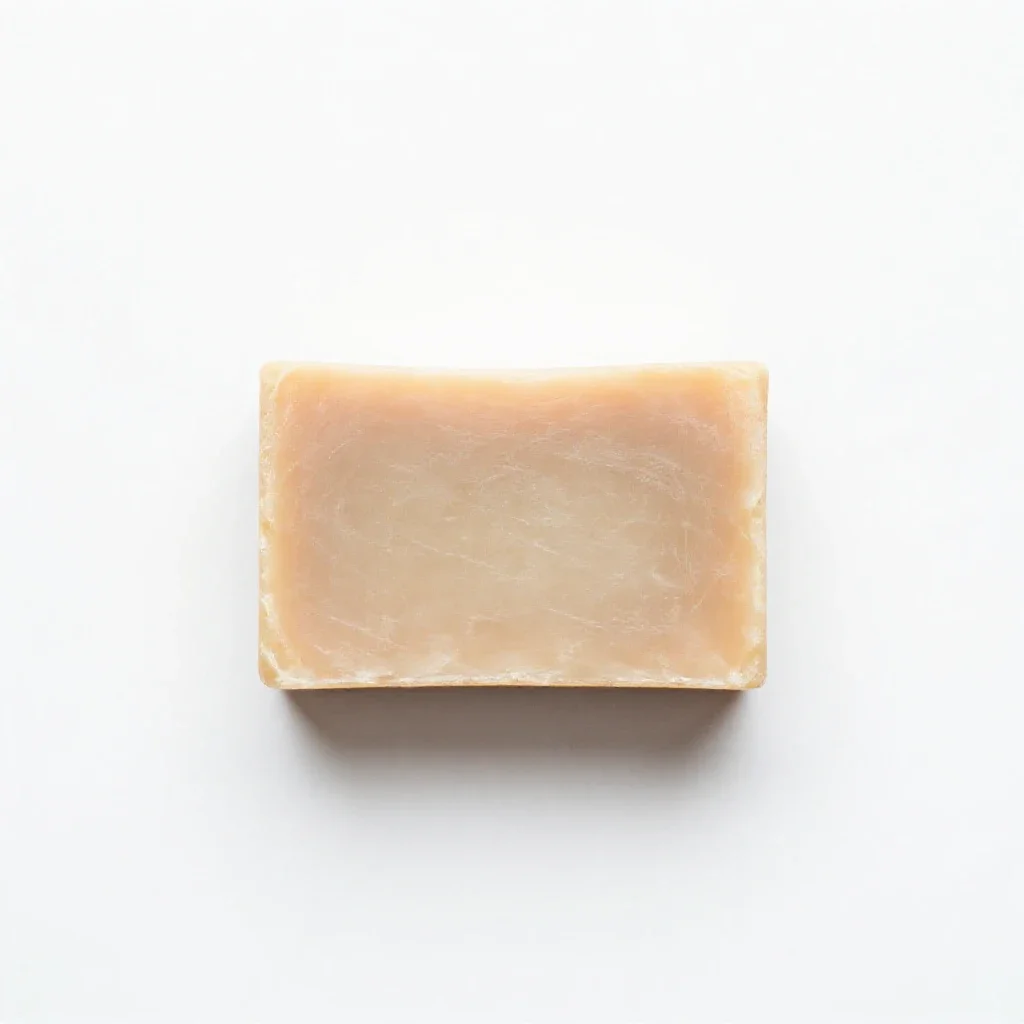 Soap bar in paper wrap isolated on a white background