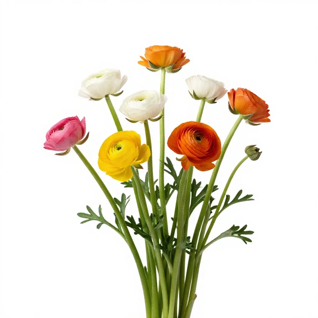 Bunch of ranunculus isolated on a white background