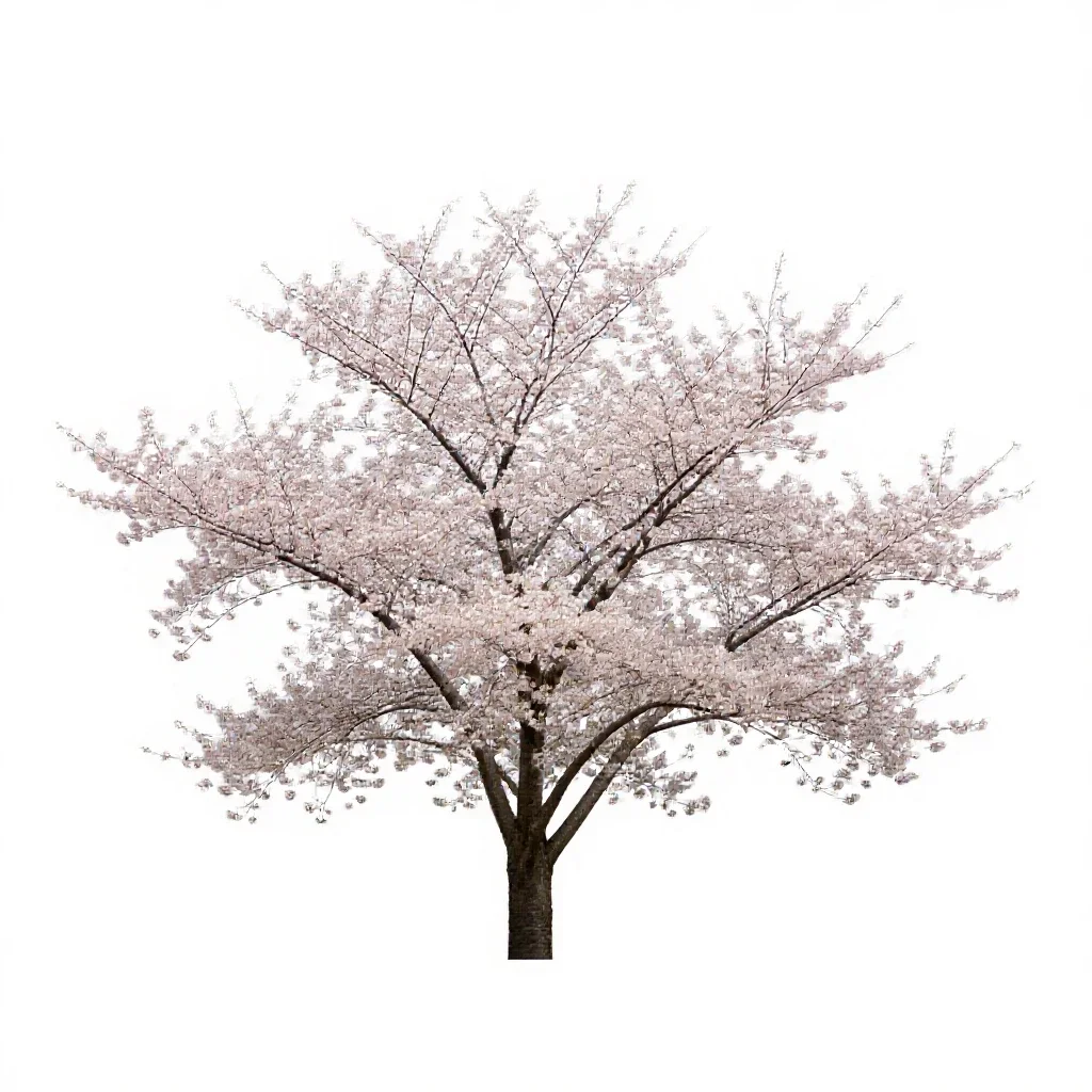 Cherry blossom branch isolated on a white background