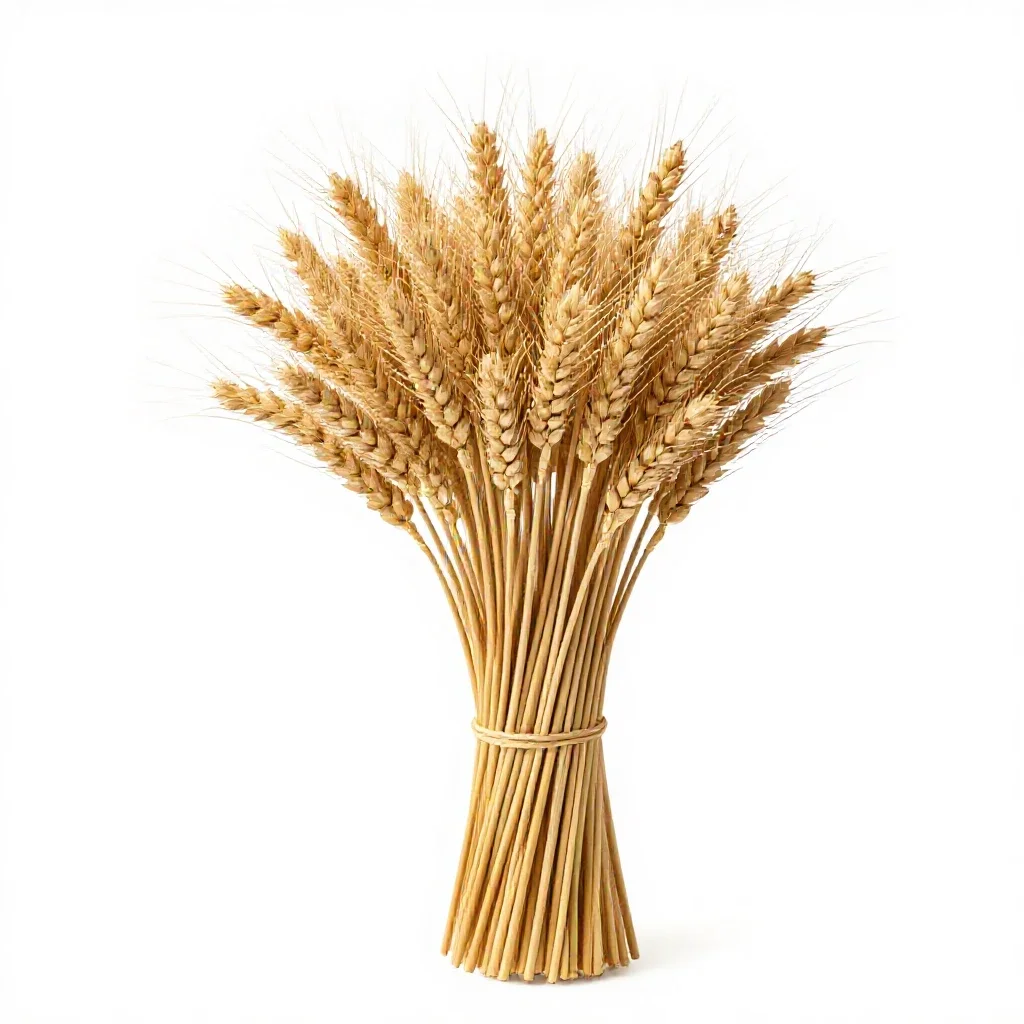 Dried wheat bundle isolated on a white background