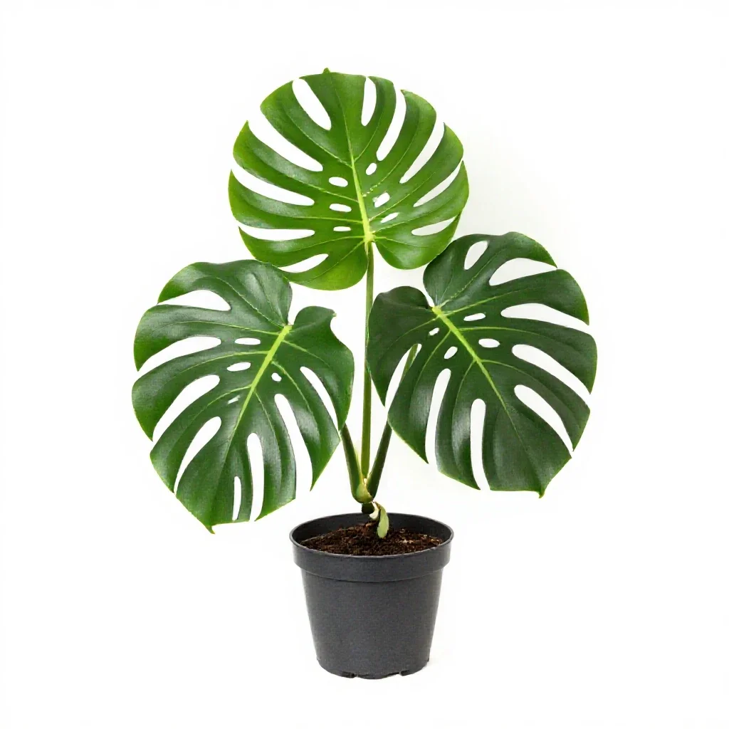 Monstera deliciosa in a pot isolated on a white background