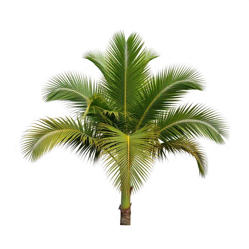 Nikau palm frond isolated on a white background
