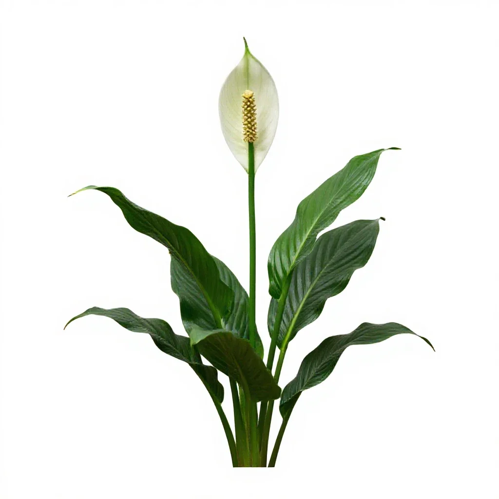 Peace lily in bloom isolated on a white background