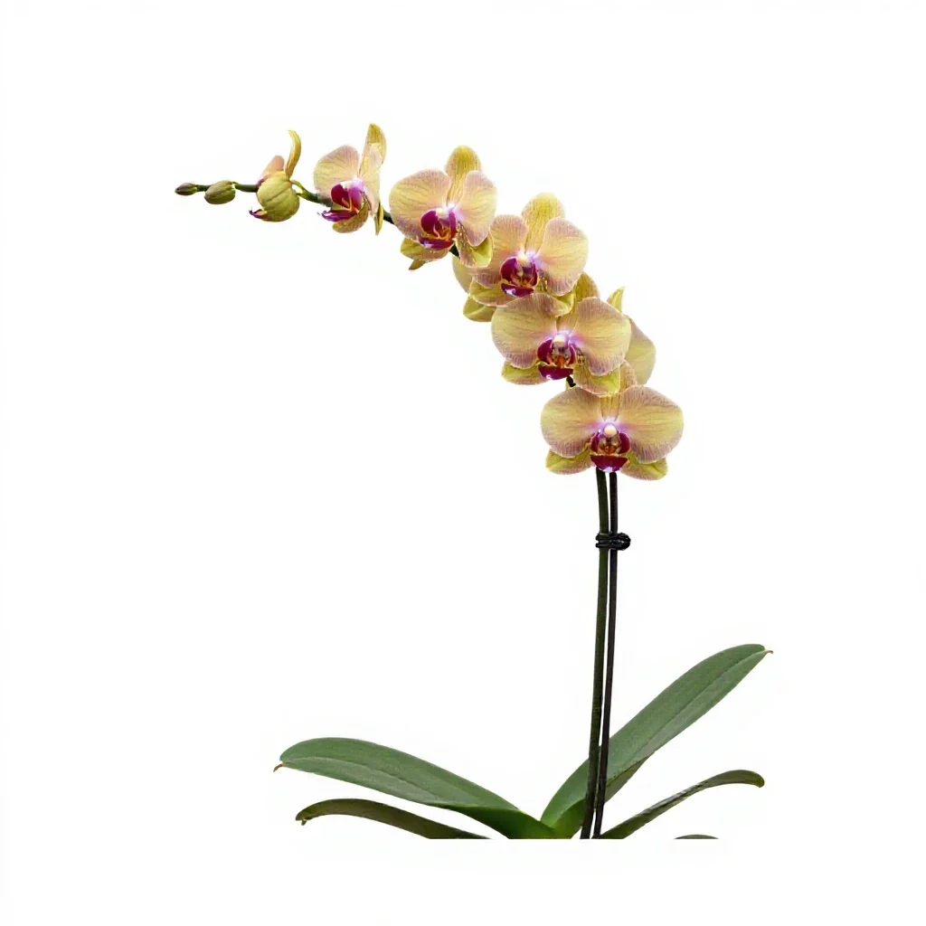 Orchid with arching stems isolated on a white background