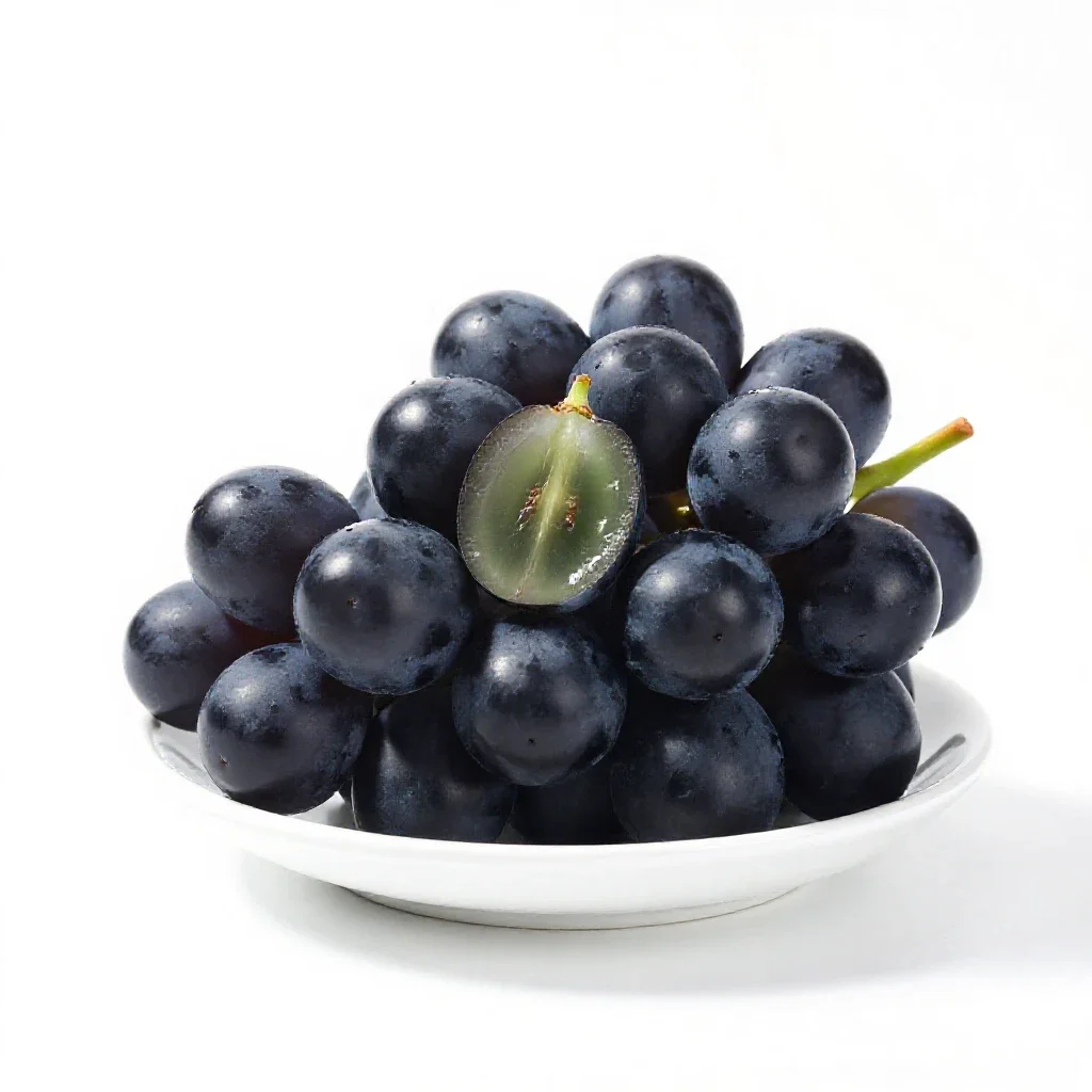 Bunch of black grapes isolated on a white background