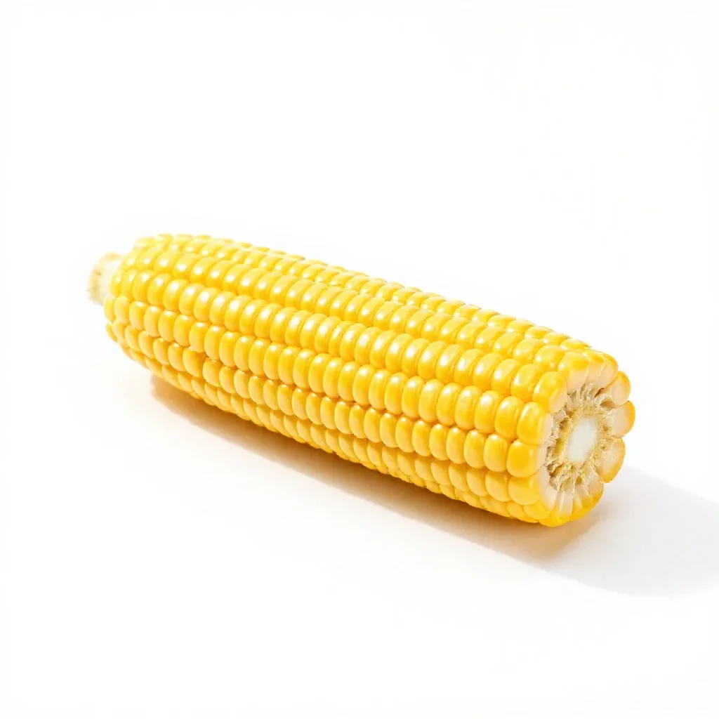 Corn cob with husk peeled isolated on a white background