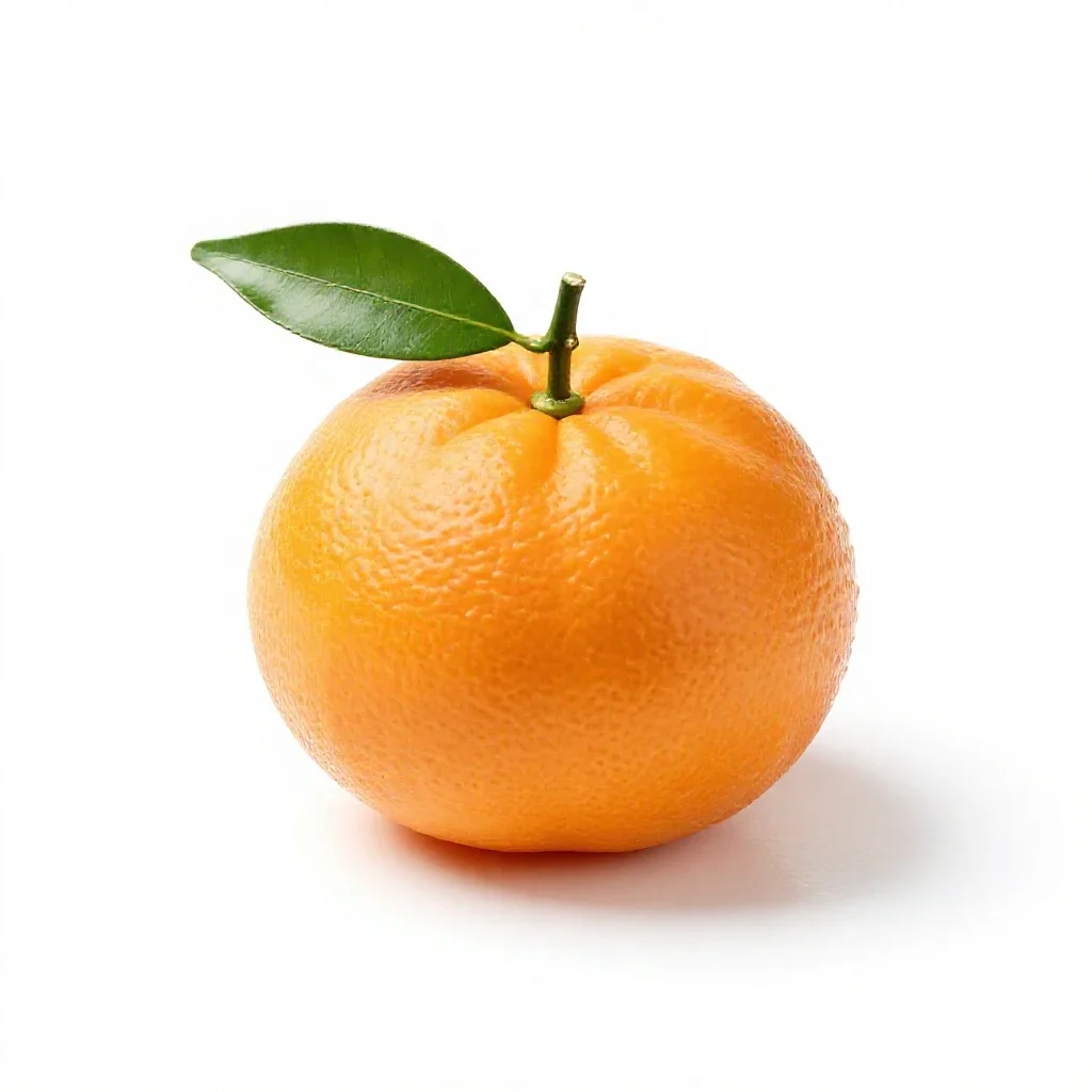 Mandarin with leaves isolated on a white background