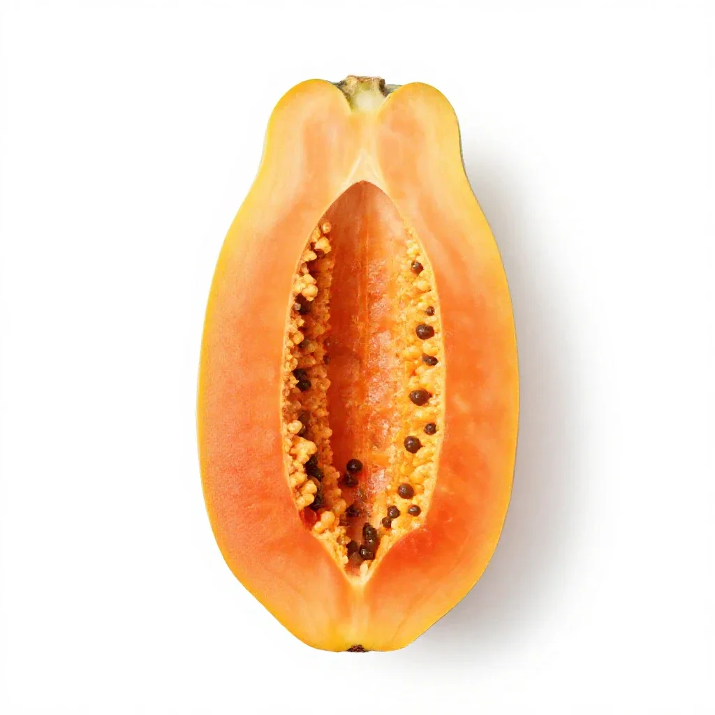Papaya halved isolated on a white background