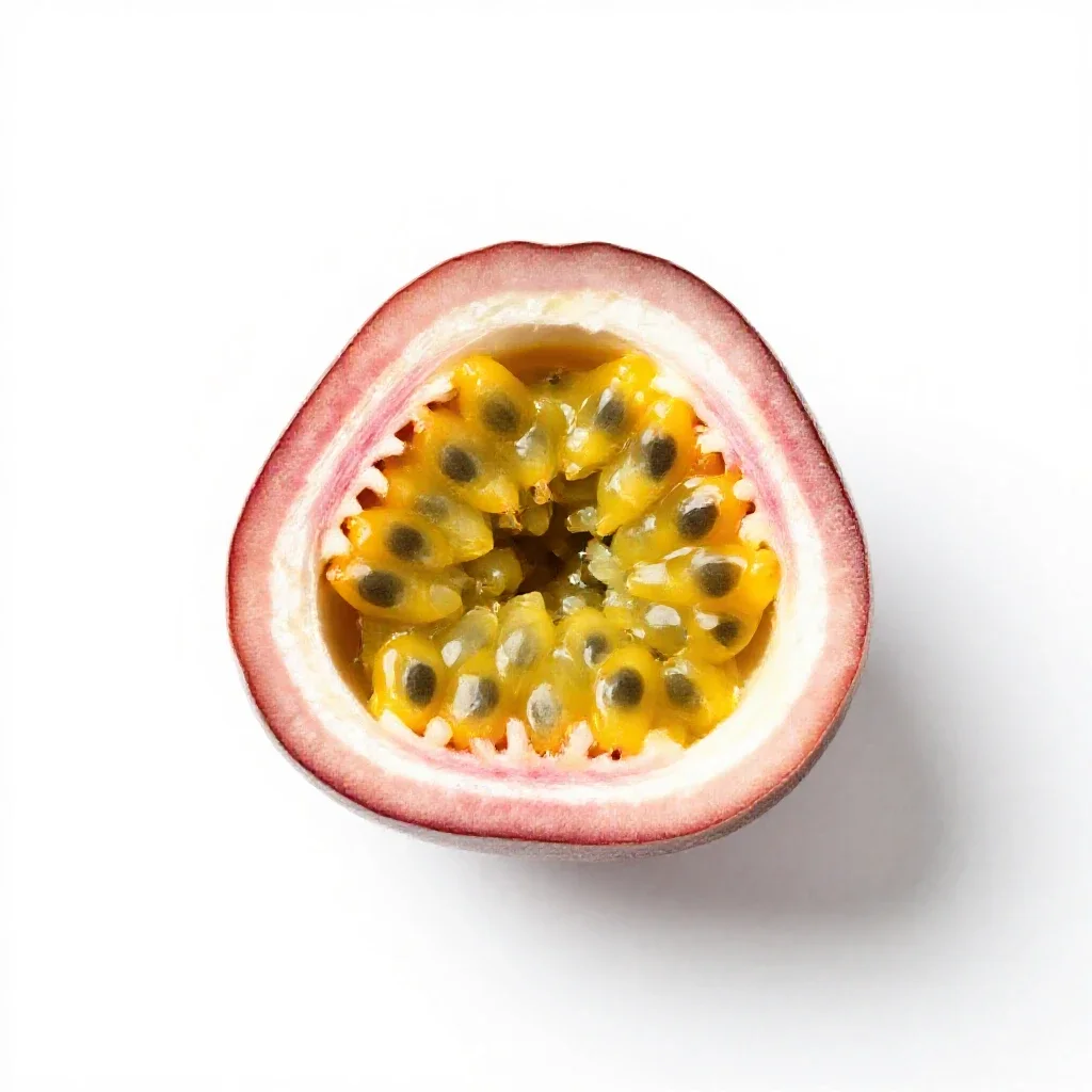 Passionfruit halved isolated on a white background