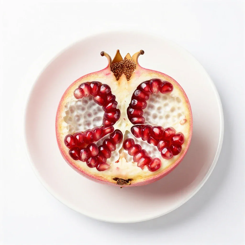 Pomegranate broken open isolated on a white background
