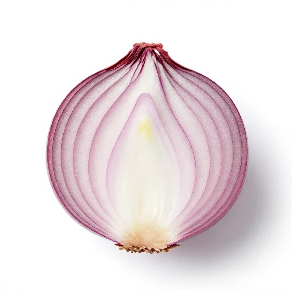 Red onion halved isolated on a white background