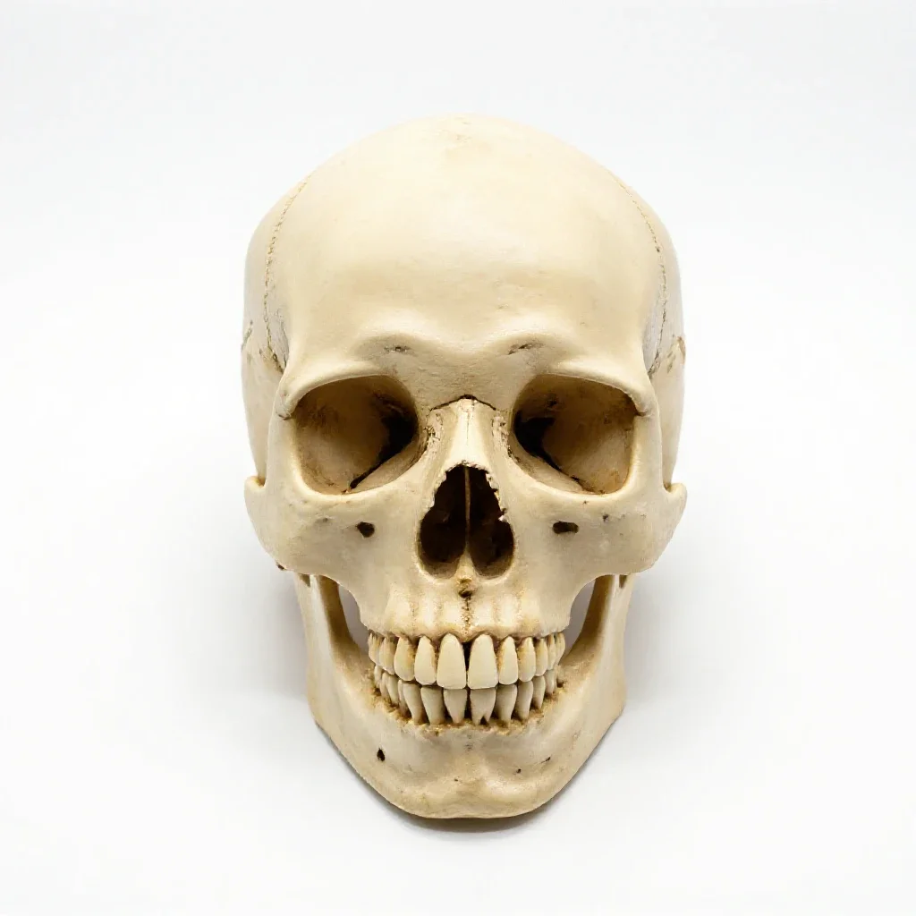 Human skull anatomical model isolated on a white background