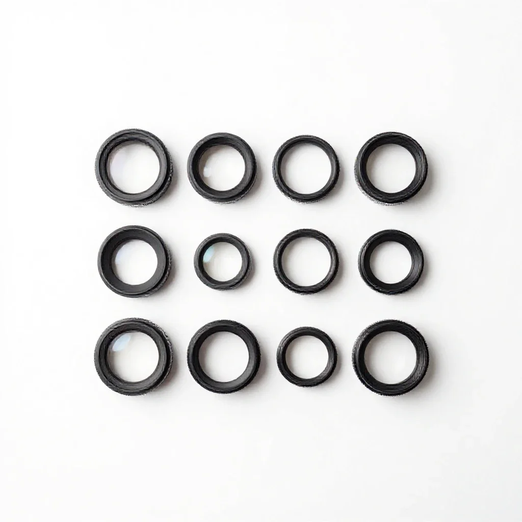 Set of lens elements isolated on a white background
