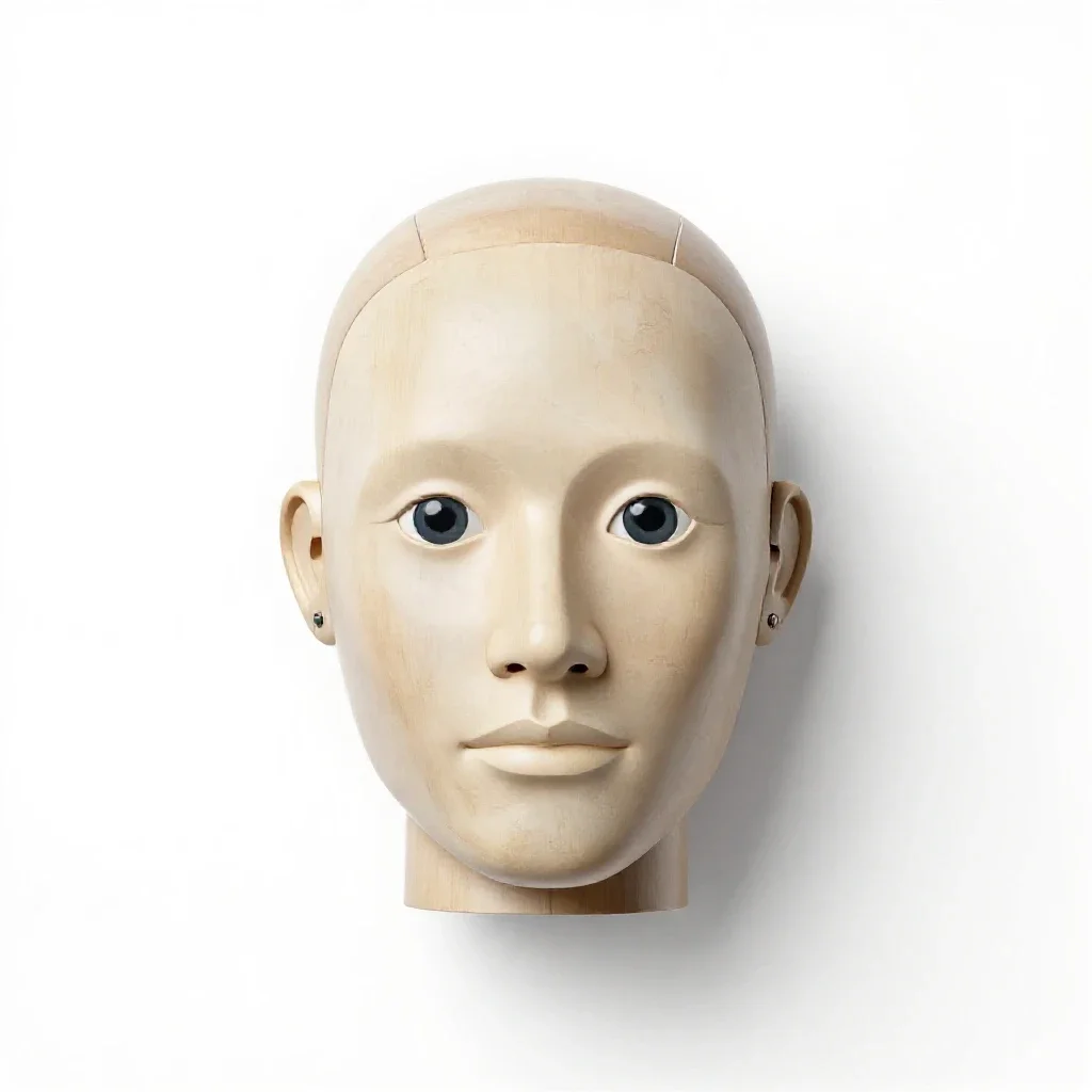 Humanoid robot head isolated on a white background