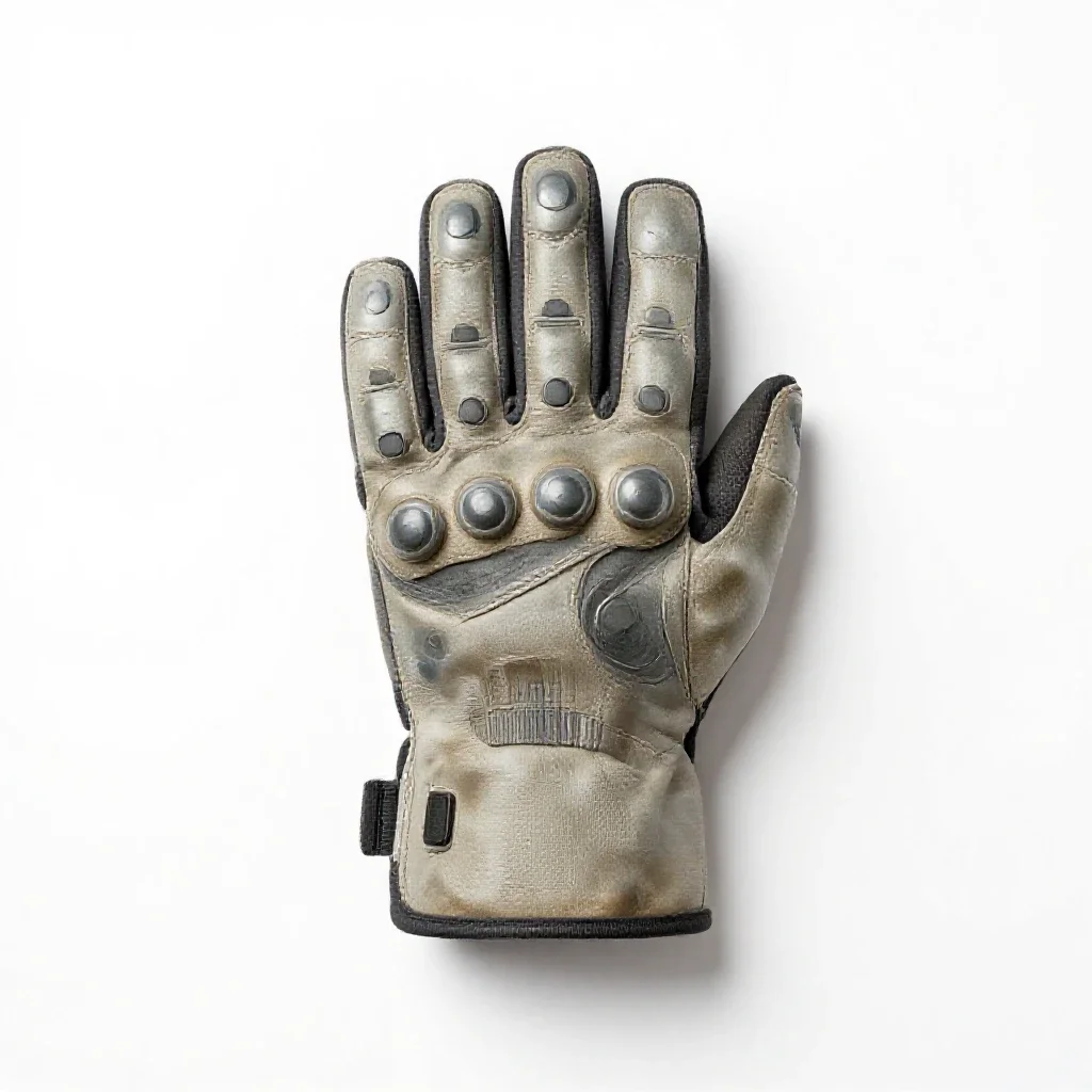 Powered exosuit gauntlet isolated on a white background