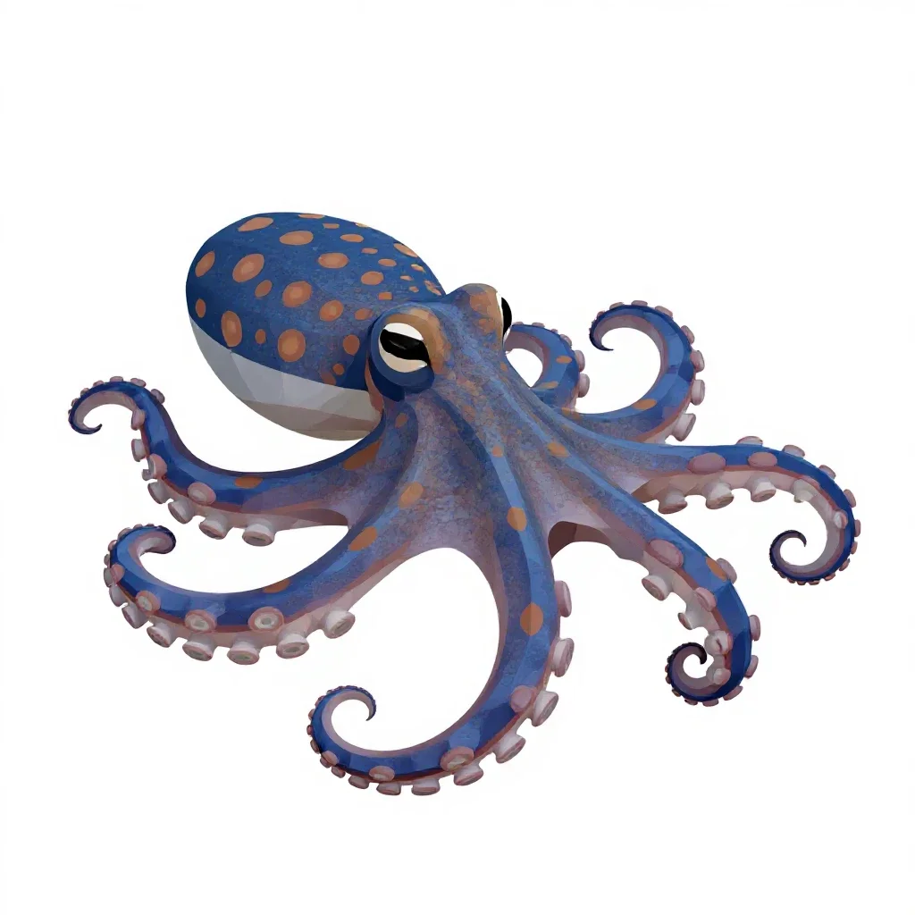 Blue-ringed octopus isolated on a white background