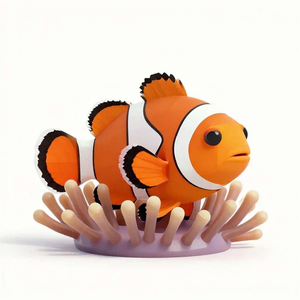 Clownfish in an anemone isolated on a white background