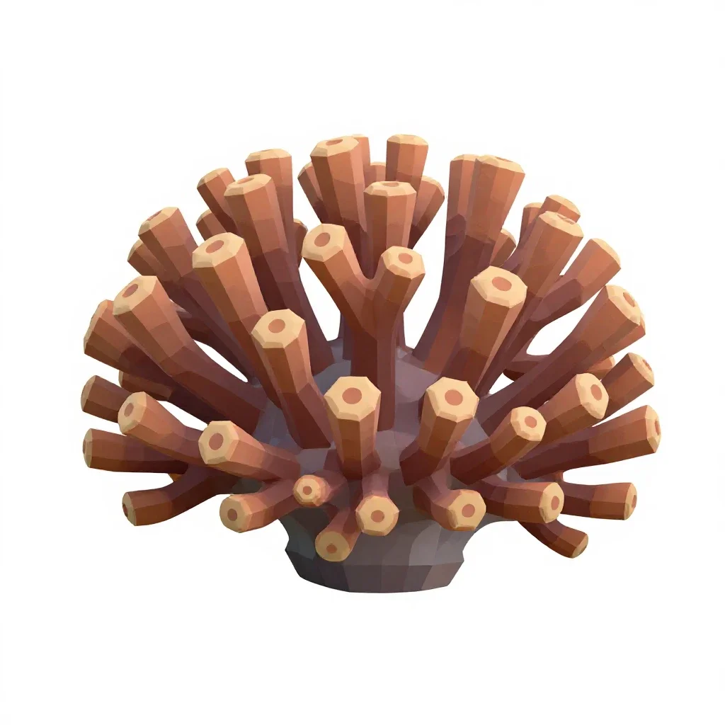 Coral polyp colony isolated on a white background