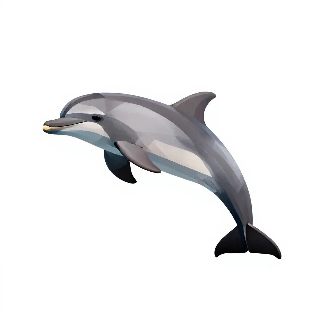 Dolphin mid-leap isolated on a white background