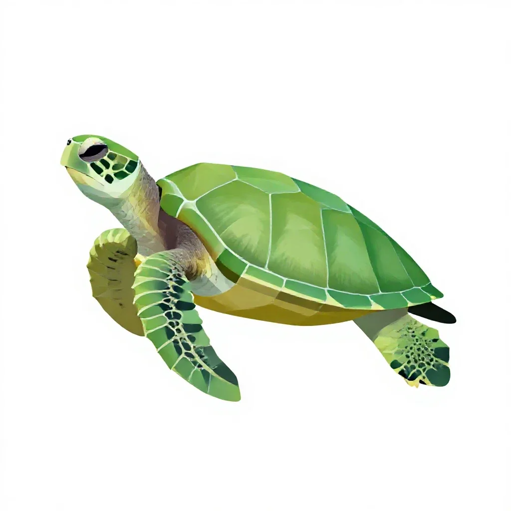 Green sea turtle isolated on a white background
