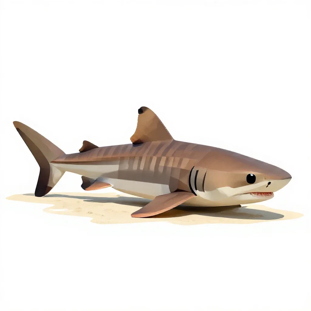 Leopard shark on sand isolated on a white background
