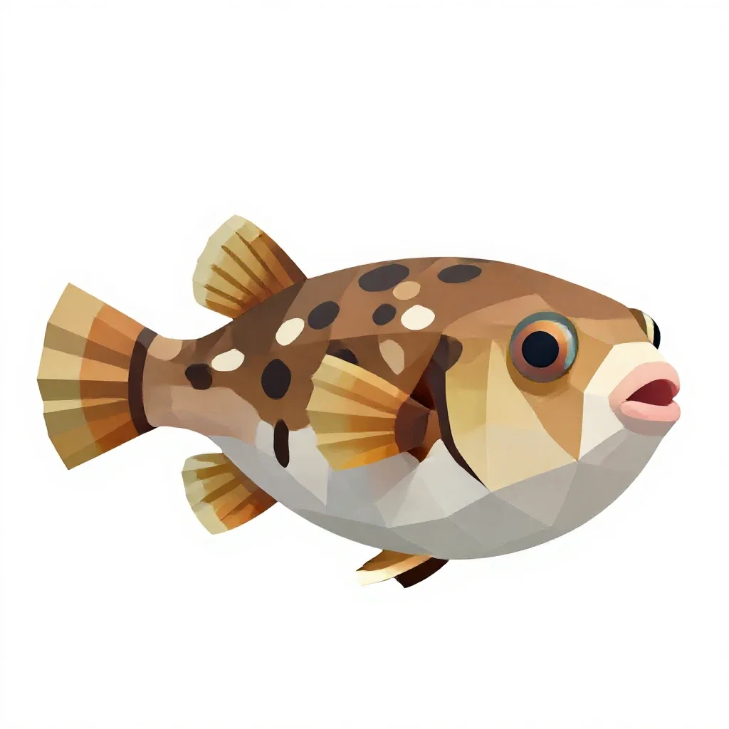 Pufferfish inflated isolated on a white background