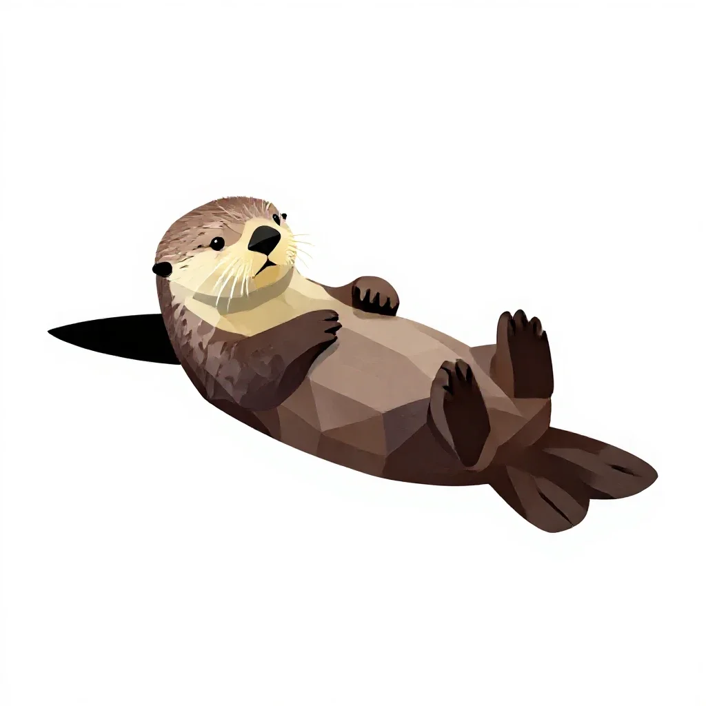 Sea otter floating isolated on a white background