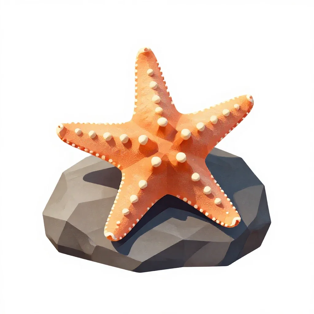 Starfish on rock isolated on a white background