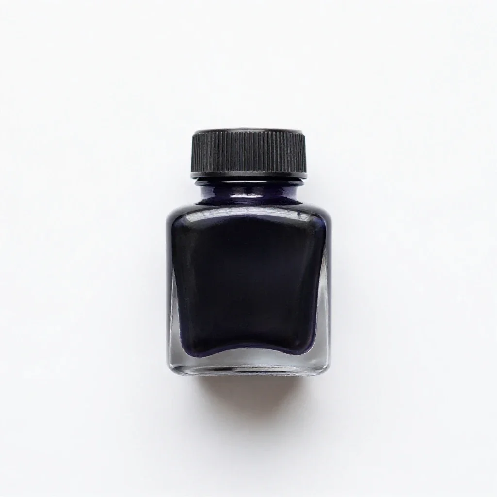 Bottle of india ink isolated on a white background