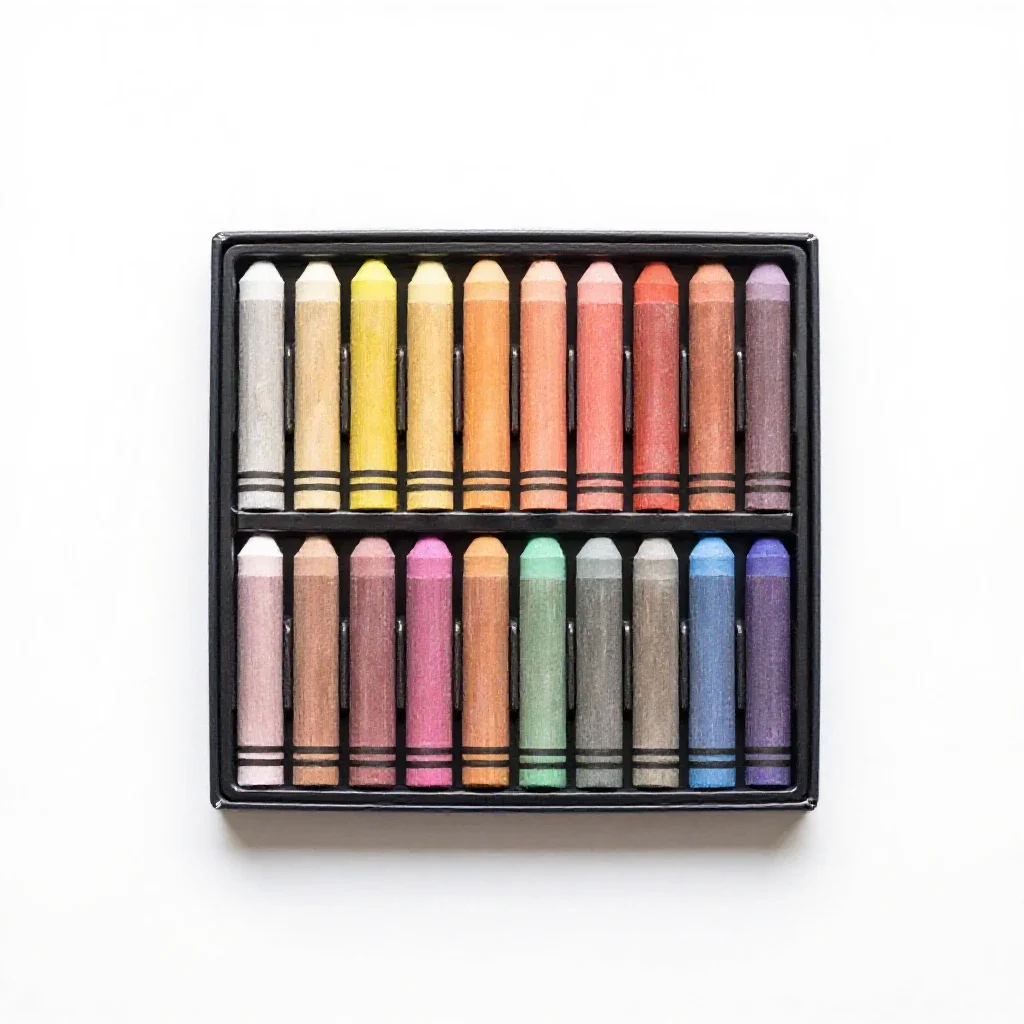 Box of pastels isolated on a white background