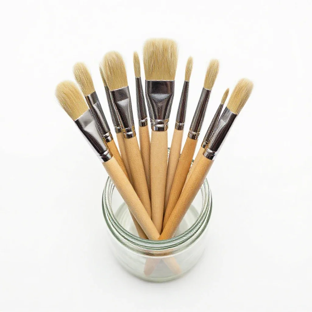 Jar of brushes isolated on a white background
