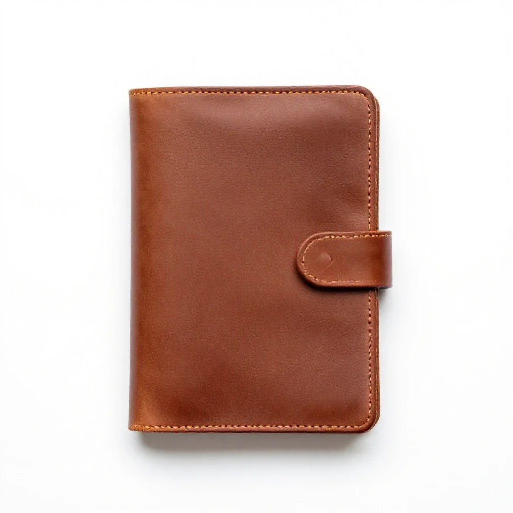 Leather-bound journal isolated on a white background