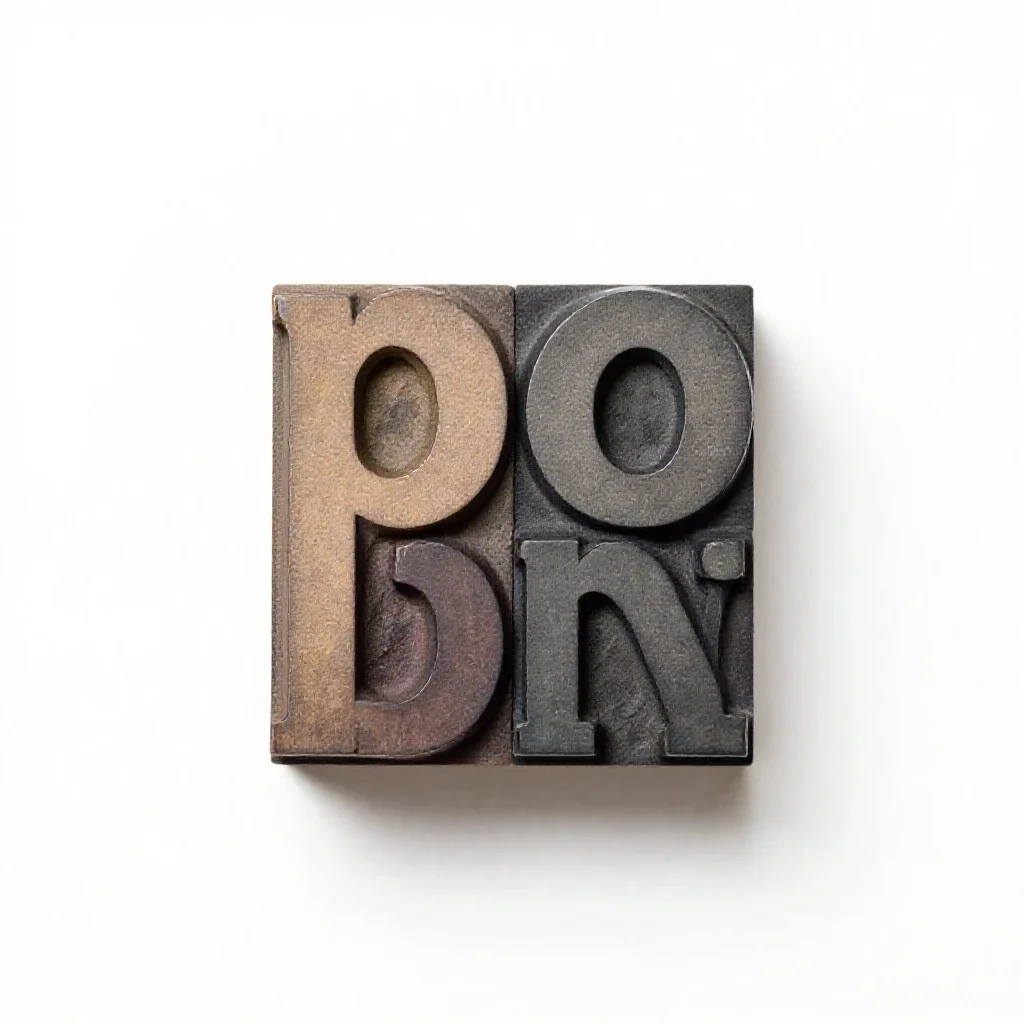 Letterpress type block isolated on a white background