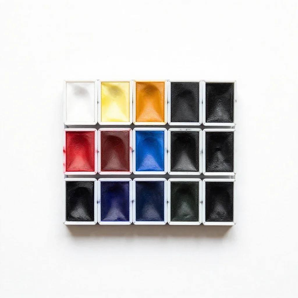 Set of watercolour pans isolated on a white background