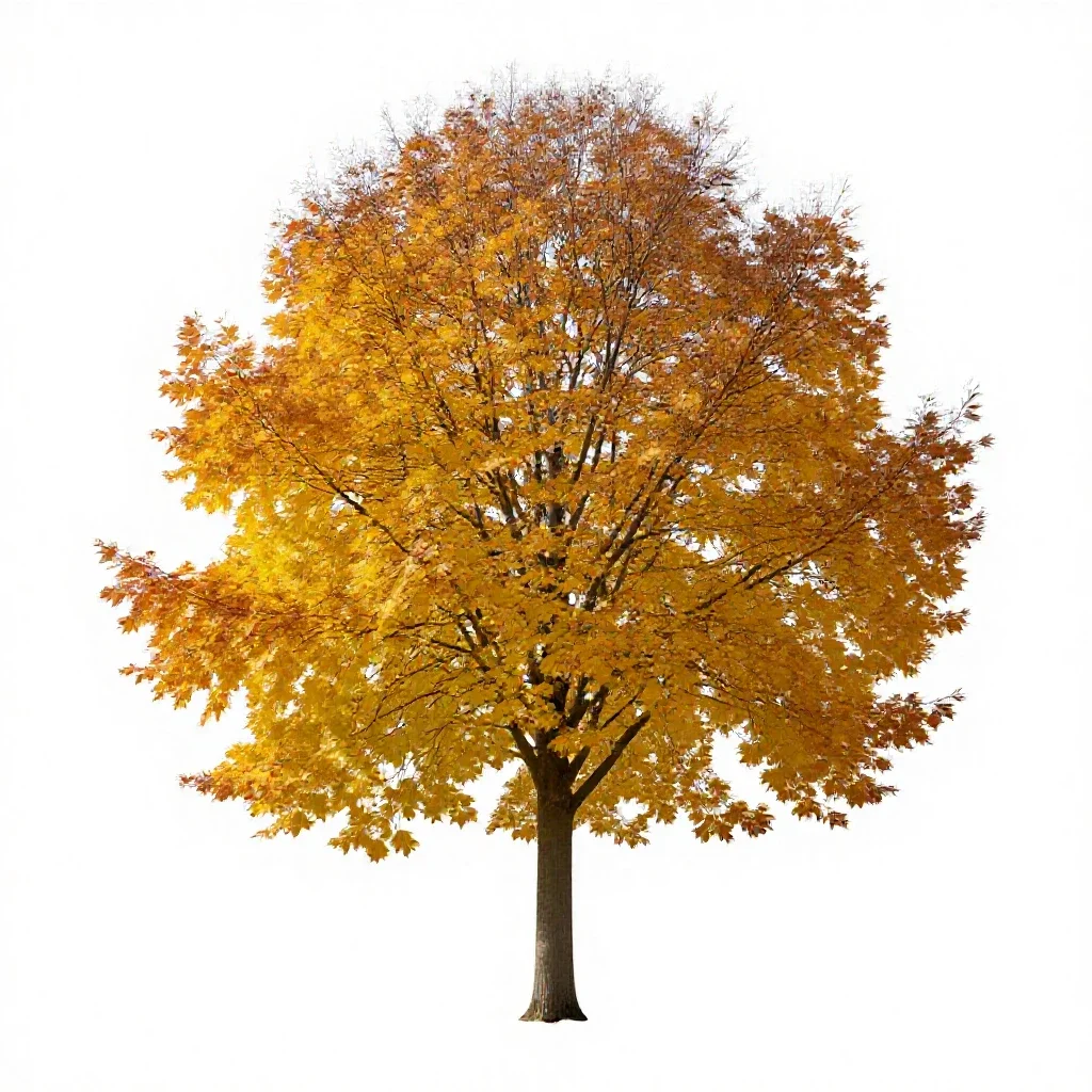Beech in autumn isolated on a white background