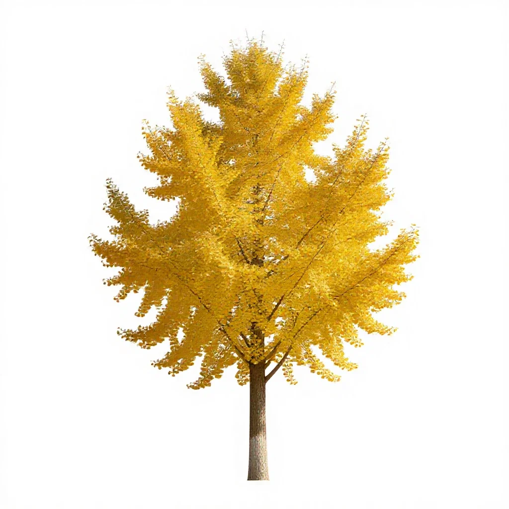 Gingko in autumn isolated on a white background