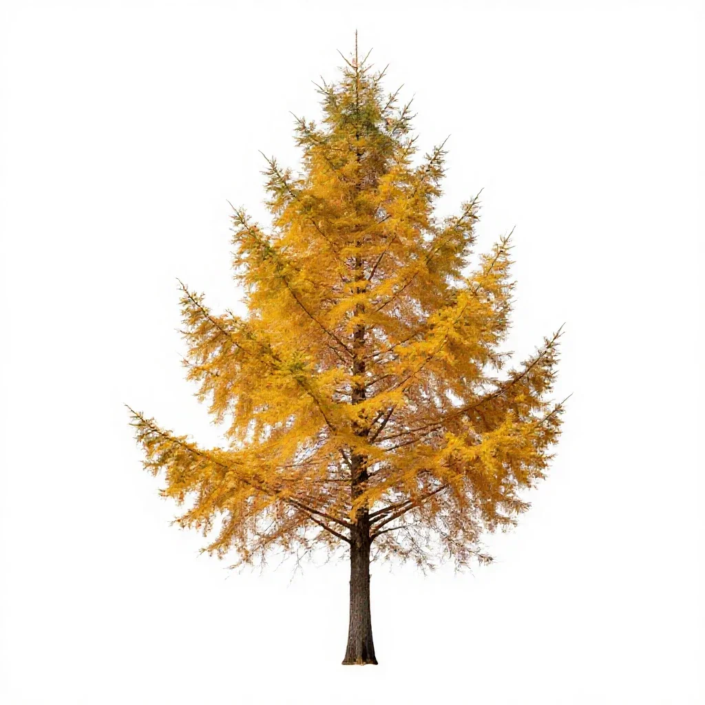 Larch in autumn isolated on a white background