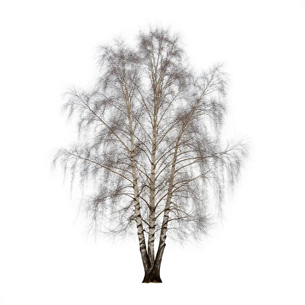 Silver birch stand isolated on a white background