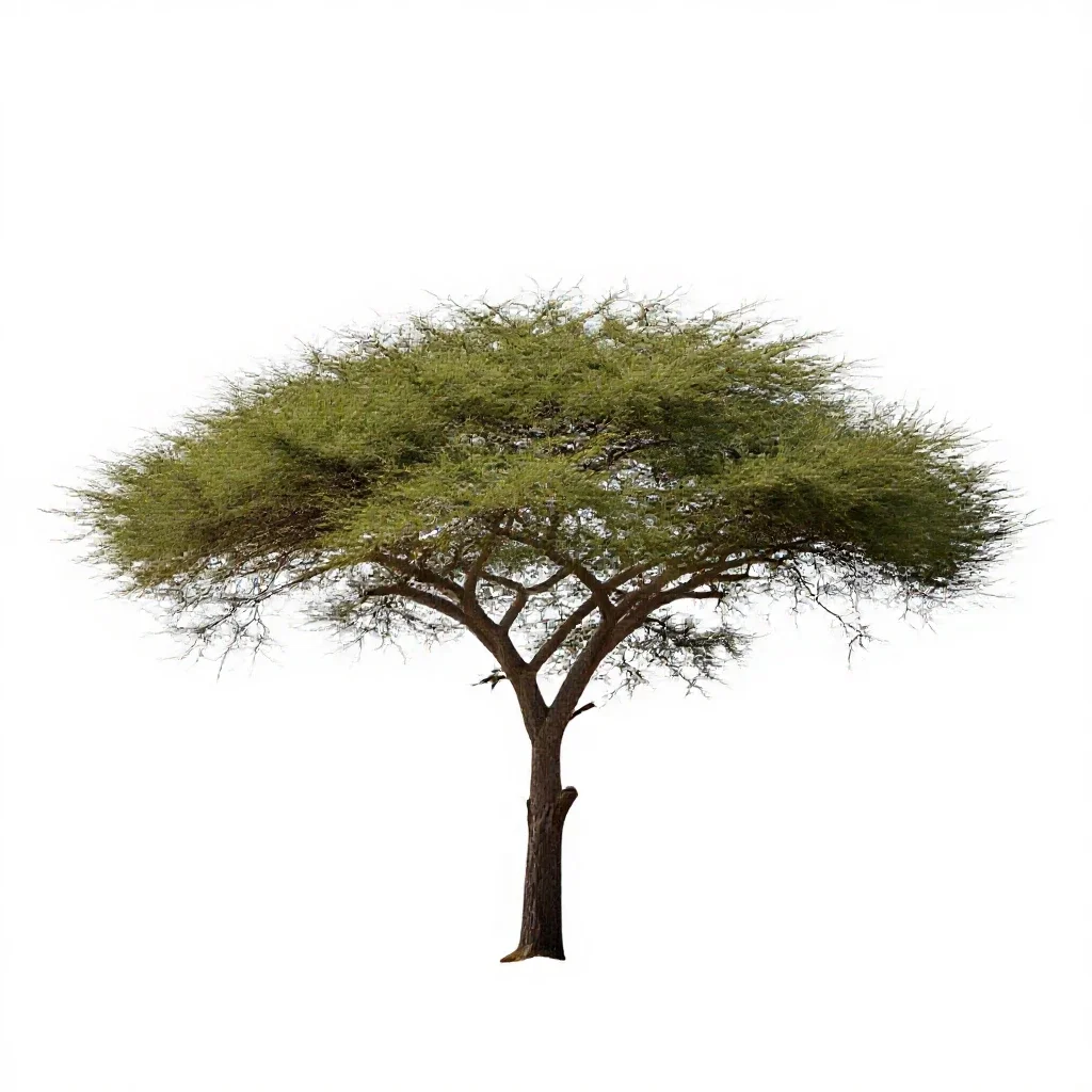 Acacia on savannah isolated on a white background