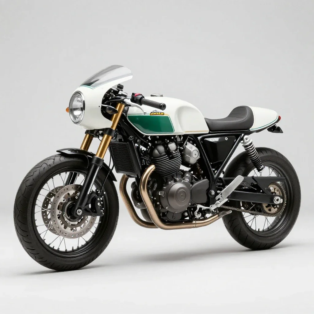 Cafe racer motorcycle isolated on a white background