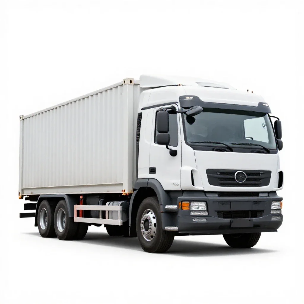 Cargo container truck isolated on a white background