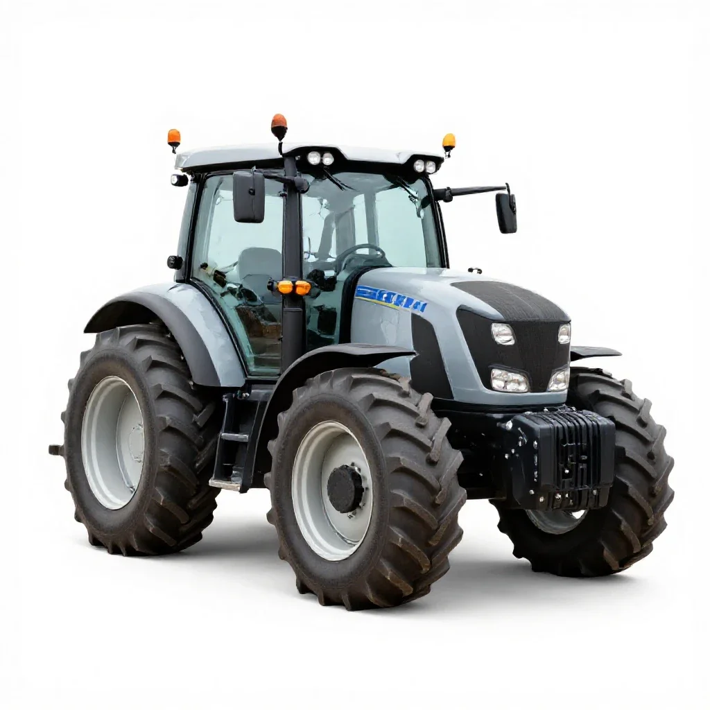 Tractor with a loader isolated on a white background