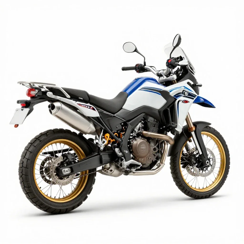 Adventure motorcycle isolated on a white background
