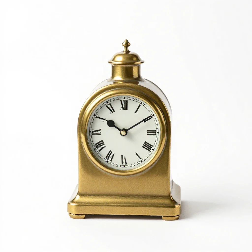 Brass carriage clock isolated on a white background