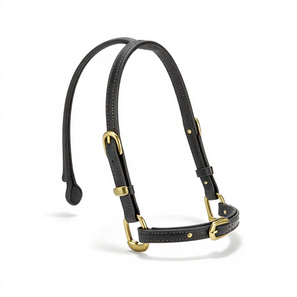 Bridle with brass fittings isolated on a white background