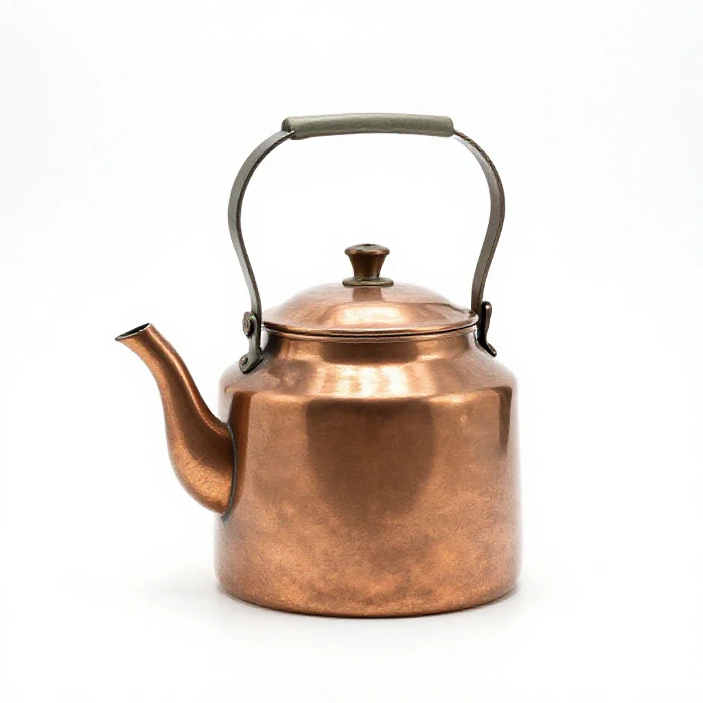 Copper kettle with patina isolated on a white background