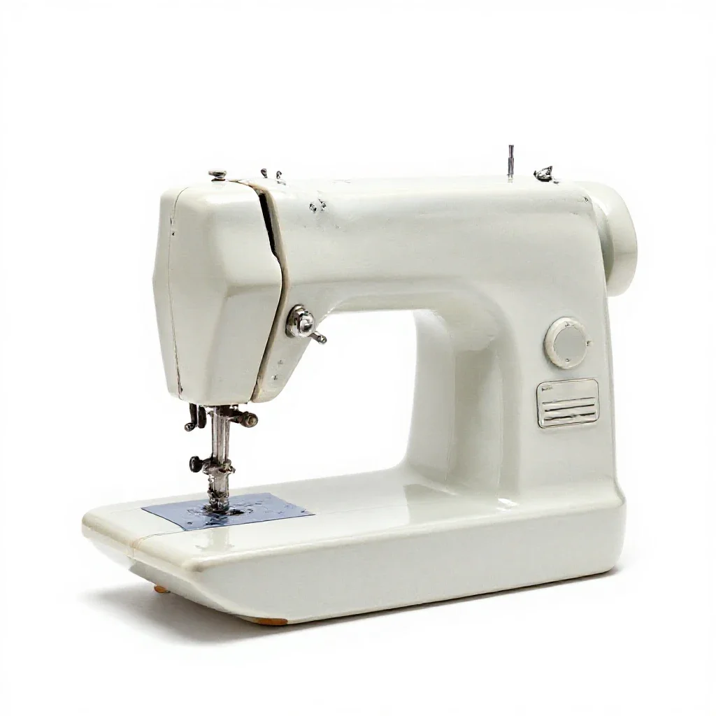 Treadle sewing machine isolated on a white background